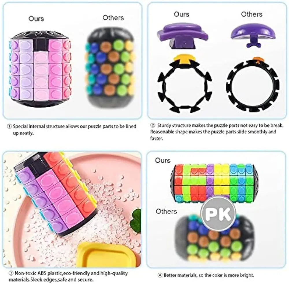 3D Rotating Slid Cube Puzzle Color Tower Decompression Novelty Child Puzzle Toy Montessori Parent-Child Activity Gift