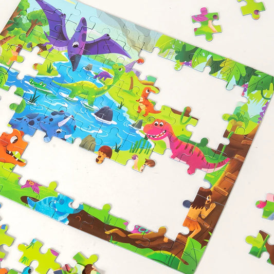 90piece Wooden Puzzle Cartoon Animals Car Letter Number Pattern Jigsaw Puzzles Game Kids Educational Learning Toys for Children