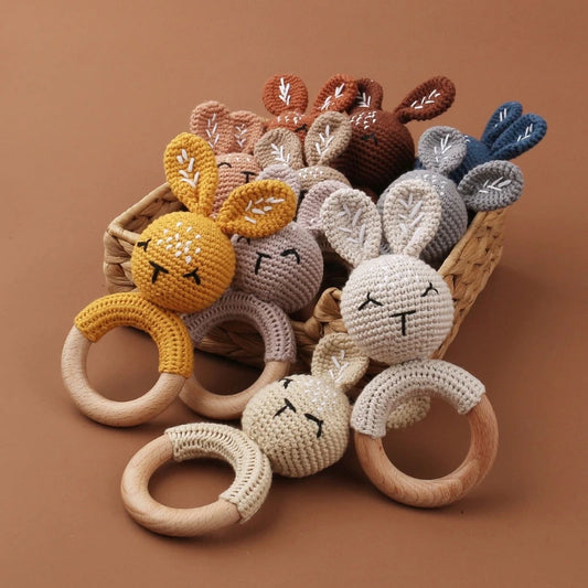 1Pc Baby Wooden Teether Crochet Rattle Toy BPA Free Rattle Baby Mobile Gym Newborn Stroller Educational Toys Dropshipping