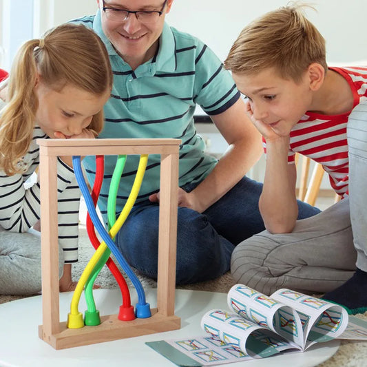 Children Rope Knots Puzzle Board Game Montessori Logical Thinking Brain Social Games Color Twisted Ropes Sorting Sensory Toys