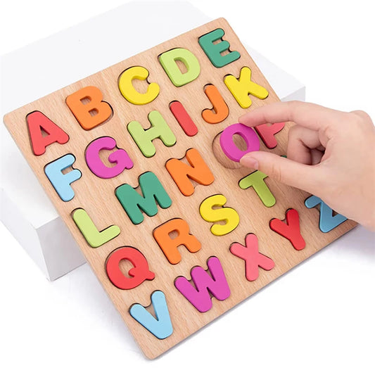Baby Wooden Puzzle Montessori Toys 1 2 Years Toddler Alphabet Number Animals Matching Wood Puzzles Games Kids Educational Toys