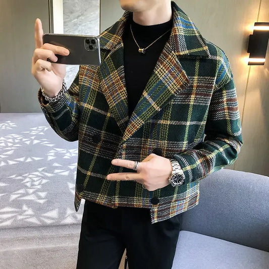 Trendy Grunge Male Coats Clothing Fashion 2025 Vintage Men's Wool & Blends Jackets Korean Reviews Many Cheap Clothes Offer Y2k