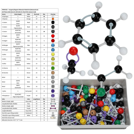 Molecular Model Organic /inorganic Structure Kits Suitable for High School College Students Teachers Diy Building Toys 267pcs