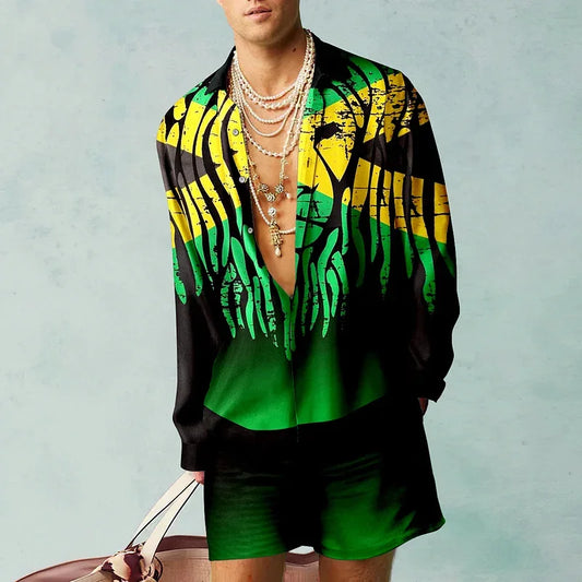 Creativity Shirt Sets 3D Printed Men Casual Fashion Short Sleeves Shirts Oversized Beach Shorts Summer Streetwear Suits Clothing