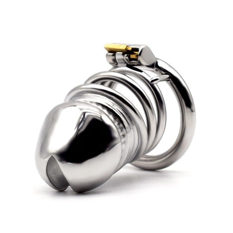 Stainless Steel Men's Chastity Device Silver Metal Bird Cage Opening Convenient Lock Props