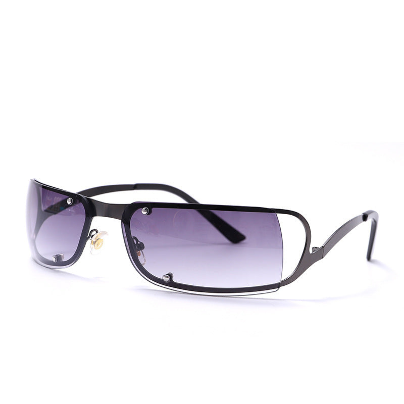 Small Frame Frameless Trimming Fashion Oval Street Sunglasses