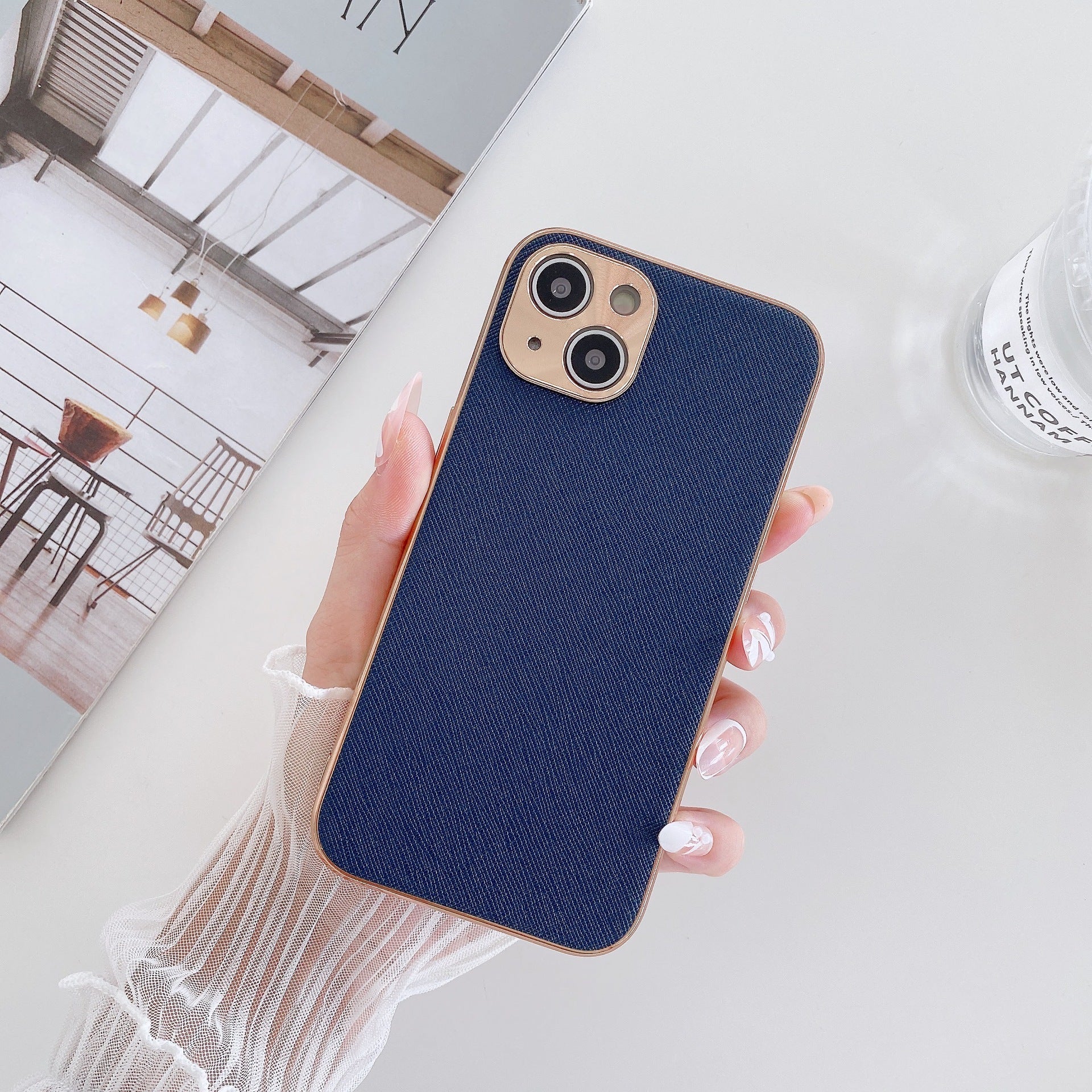 Electroplated Cross Pattern Mobile Phone Case Fine Hole