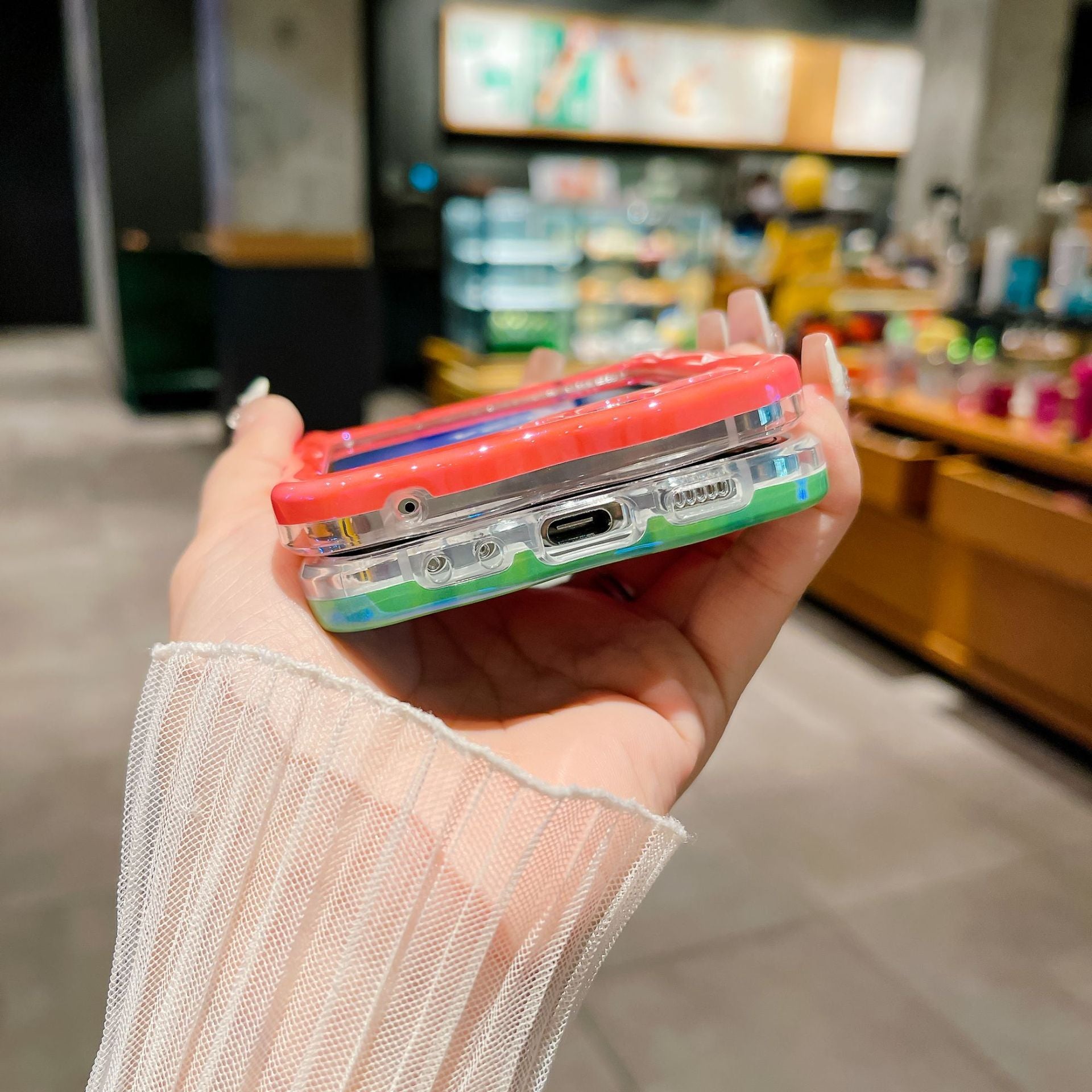 Korean Style Folding Protective Cover Simple Blue Light Watermelon Phone Case