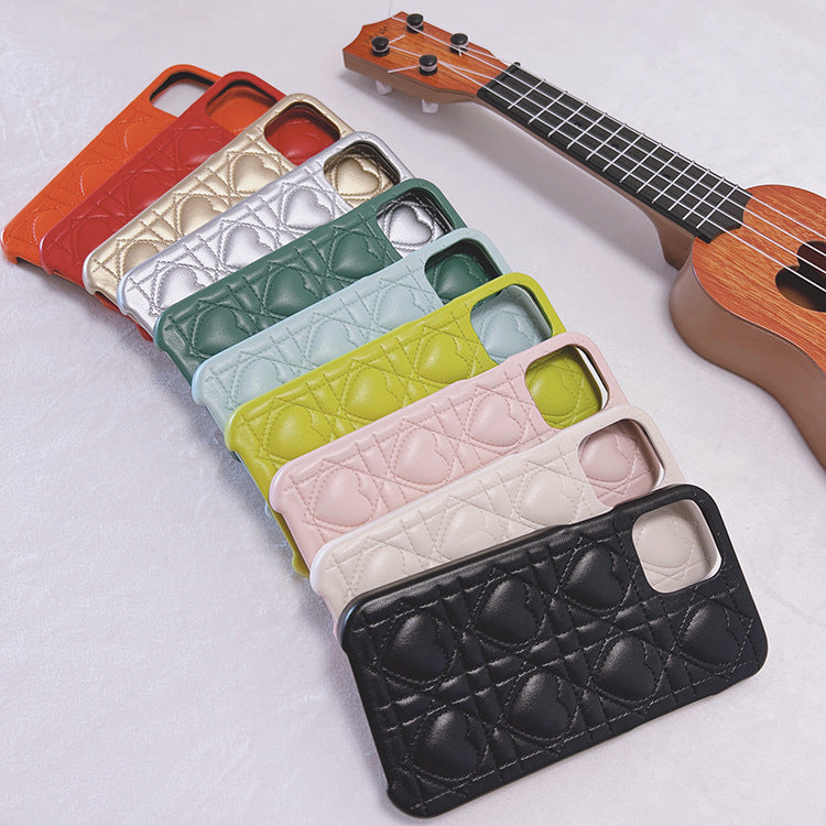 Creative Lingge Leather Silicone Phone Case
