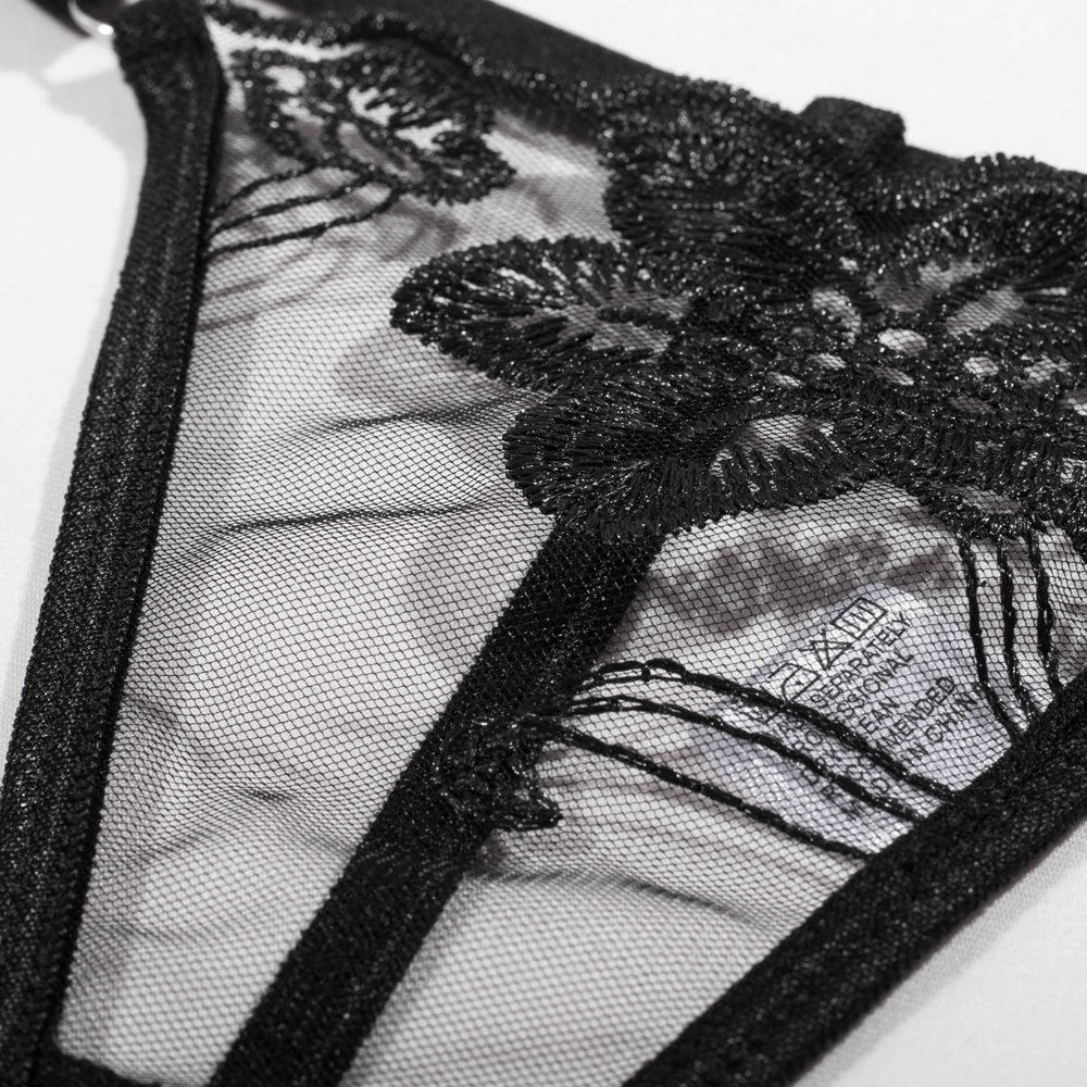 Women's Fashion Embroidery Brassiere Steel Ring Underwear Two-piece