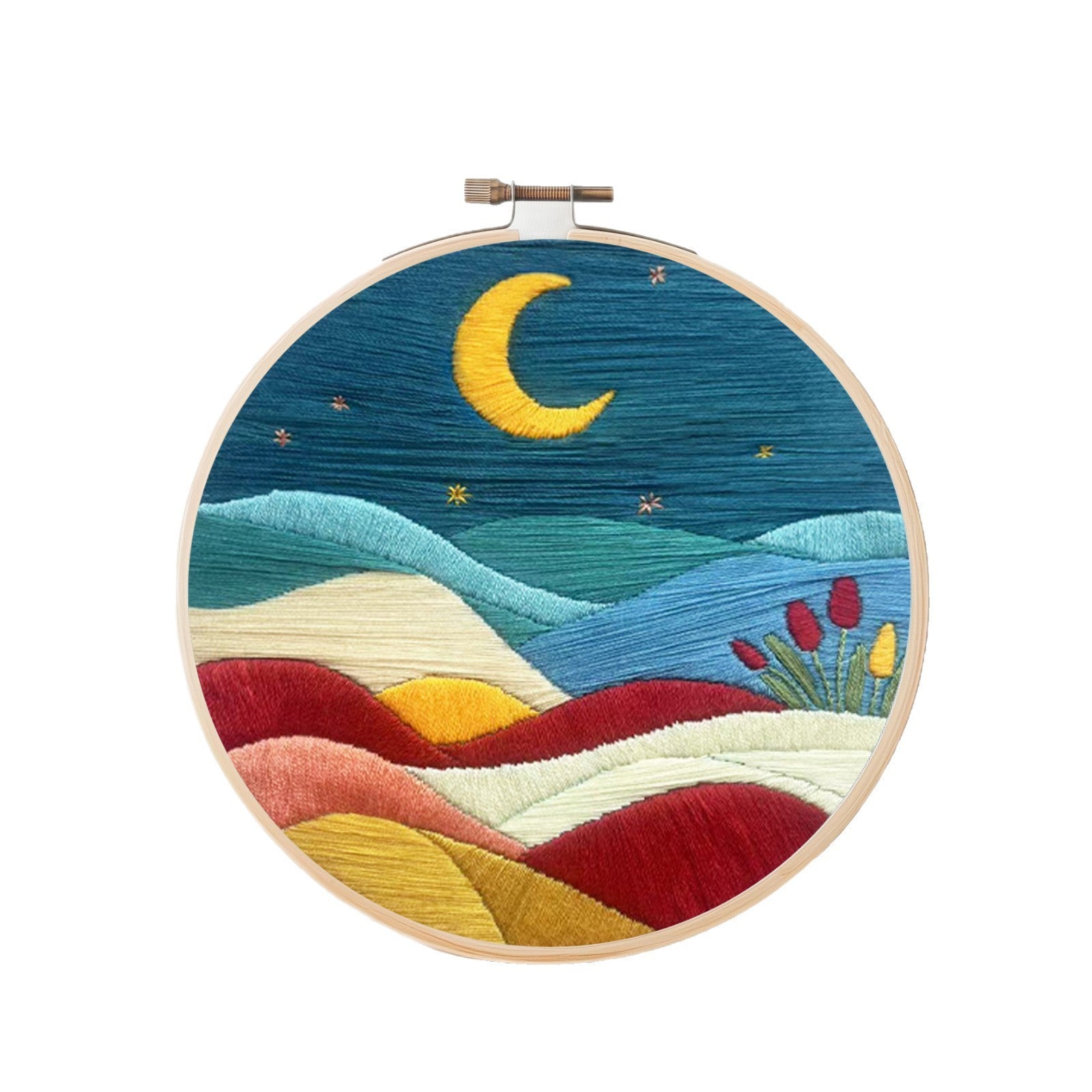 Mountain, Sun And Moon Landscape Embroidery Material Package