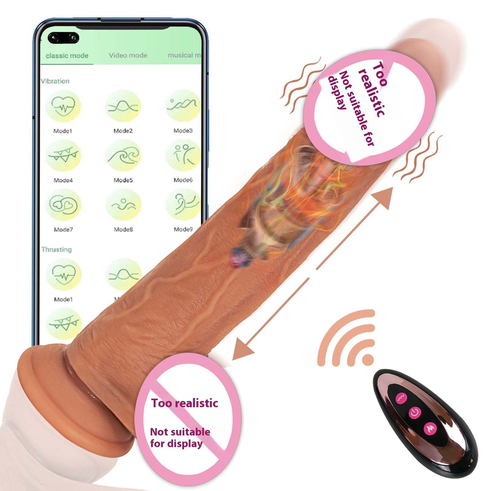 Wireless Remote Control APP Peristaltic Telescopic Heating Simulation Female Massage Supplies