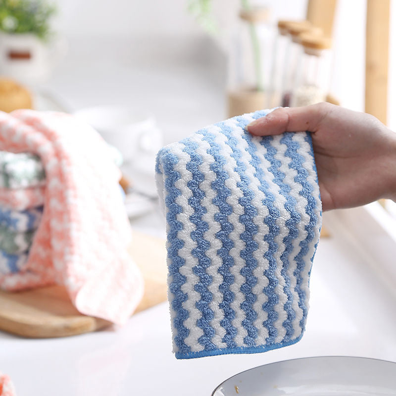 Kitchen Cleaning Rag Coral Fleece Dish Washing Cloth Super Absorbent Scouring Pad Dry And Wet Kitchen Cleaning Towels Lazy Cleaning Supplies