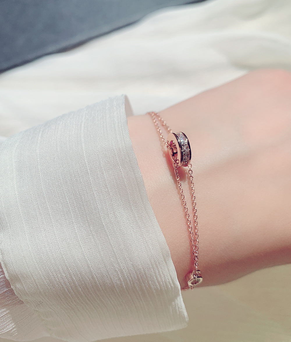 Rhinestone Circle Temperament Bracelet Hand Jewelry Women