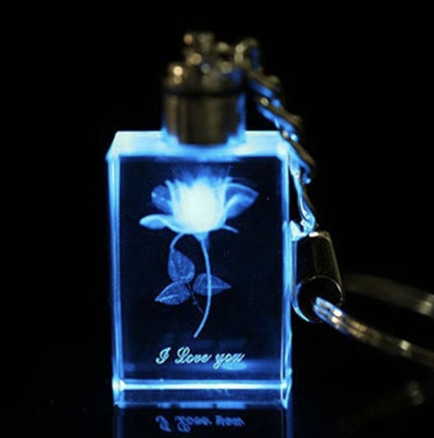 New Product Heart-shaped Keychain With Crystal LED Light