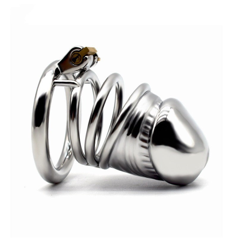 Stainless Steel Men's Chastity Device Silver Metal Bird Cage Opening Convenient Lock Props