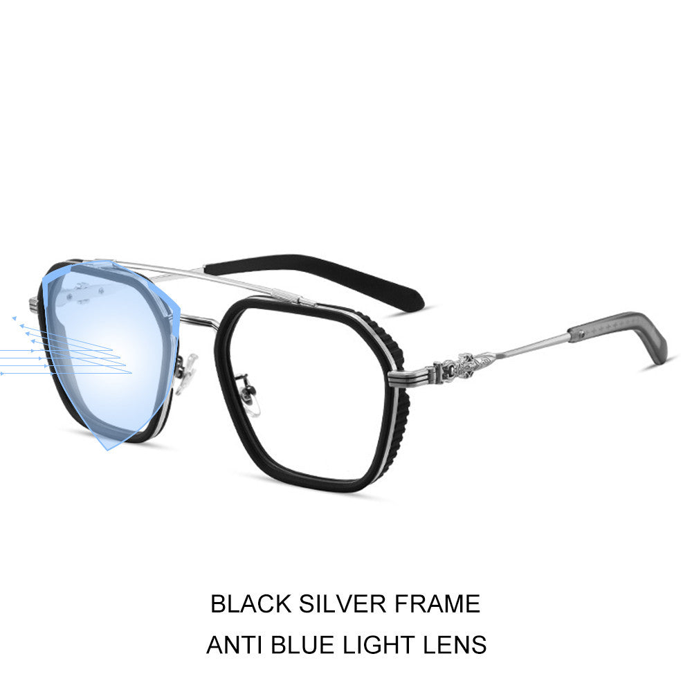 Retro Double Beam Myopia Frame Glasses