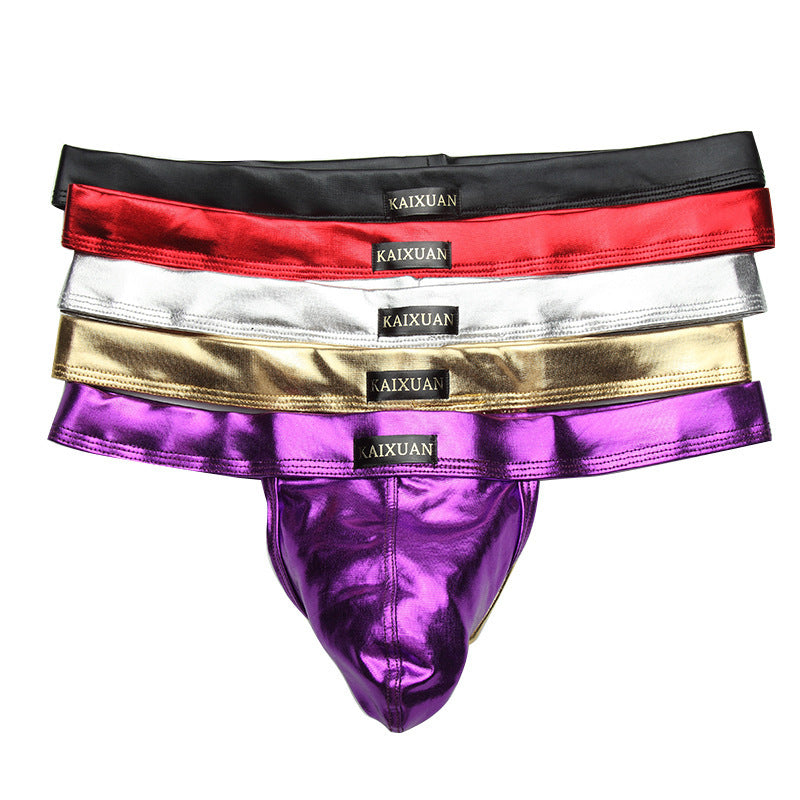 Faux leather breathable men's shorts