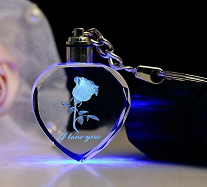 New Product Heart-shaped Keychain With Crystal LED Light