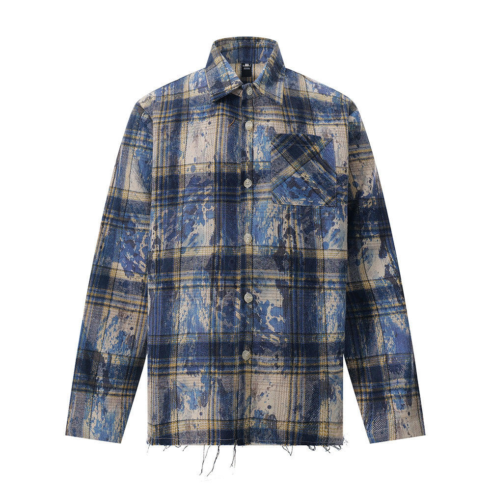 Dirty Plaid Fashion Personality Shirt Men