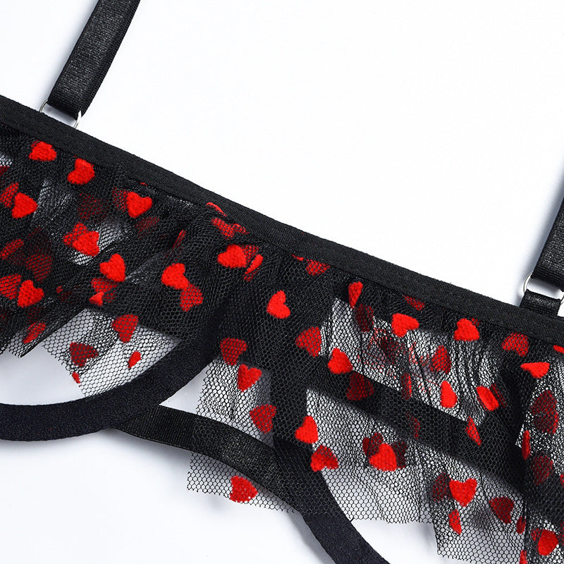 Women's Cute Dewy Flesh Perspective Three-piece Set