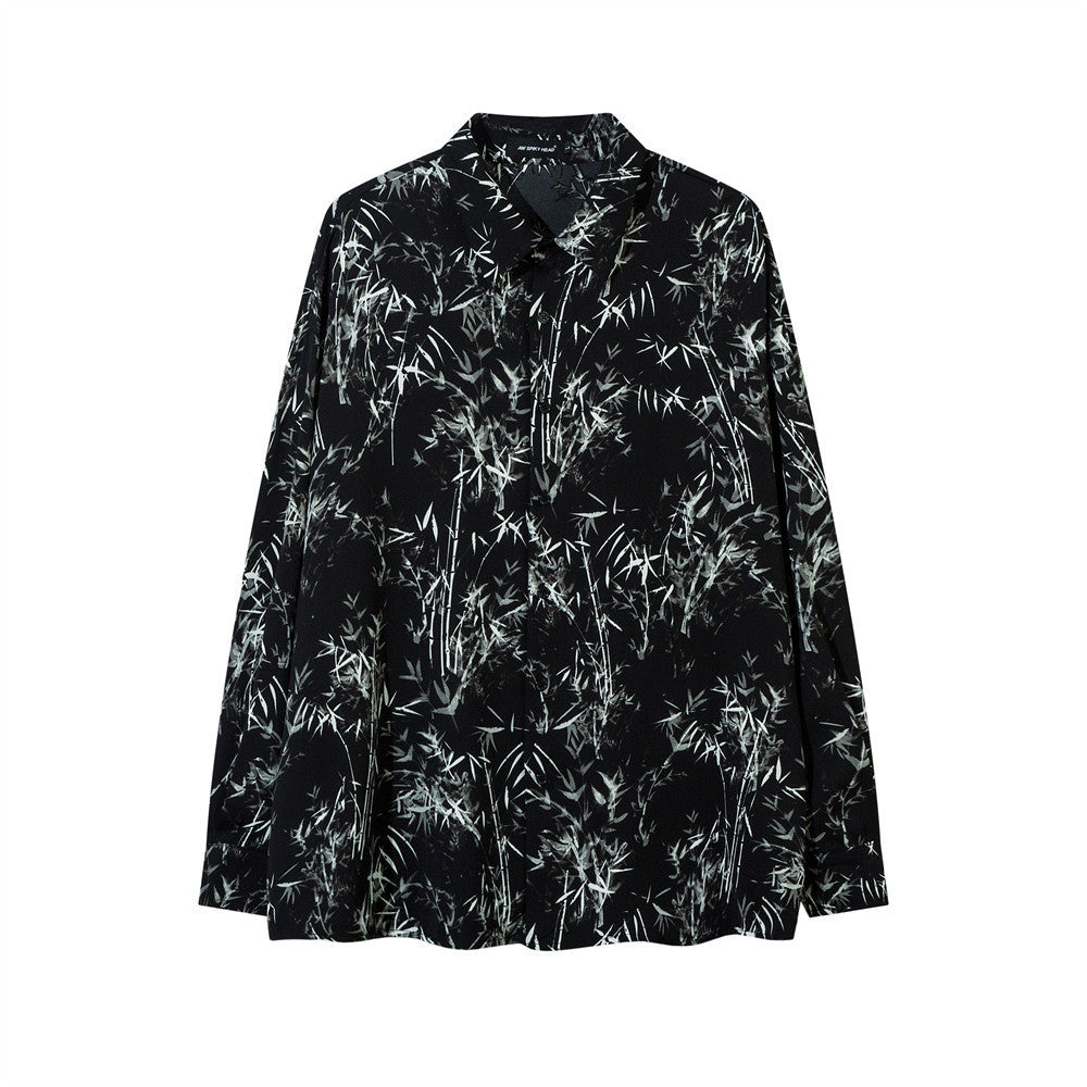 Bamboo Forest Printing Loose Shirt Men