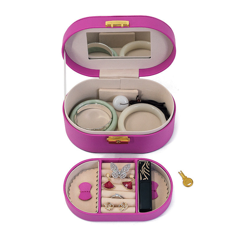 Portable Jewelry Storage Case With Mirrored Ring Necklace Bracelet Earrings Plate Little Girls Multi-function Jewellery Box