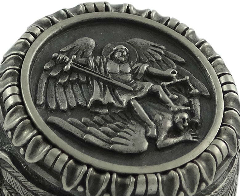 Vikingx Pirate Vintage Templar 316L Stainless Steel Saint Michael The Archangel Ring Mens Punk Save and Protect Biker Jewelry