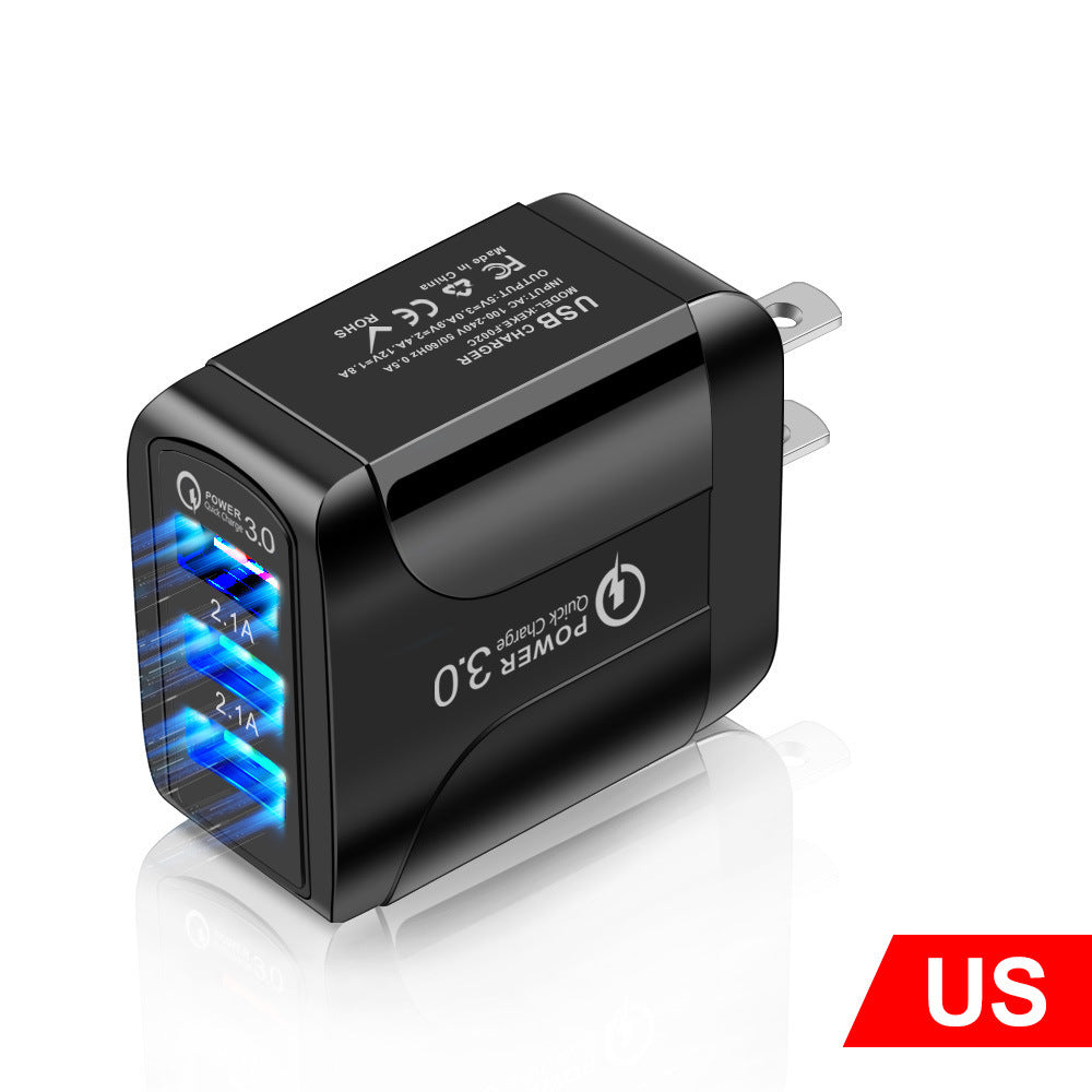Fast Charge Mobile Phone Charger 3USB Smart European Standard American Standard British Standard 5V9V12V Multiport Travel Charger