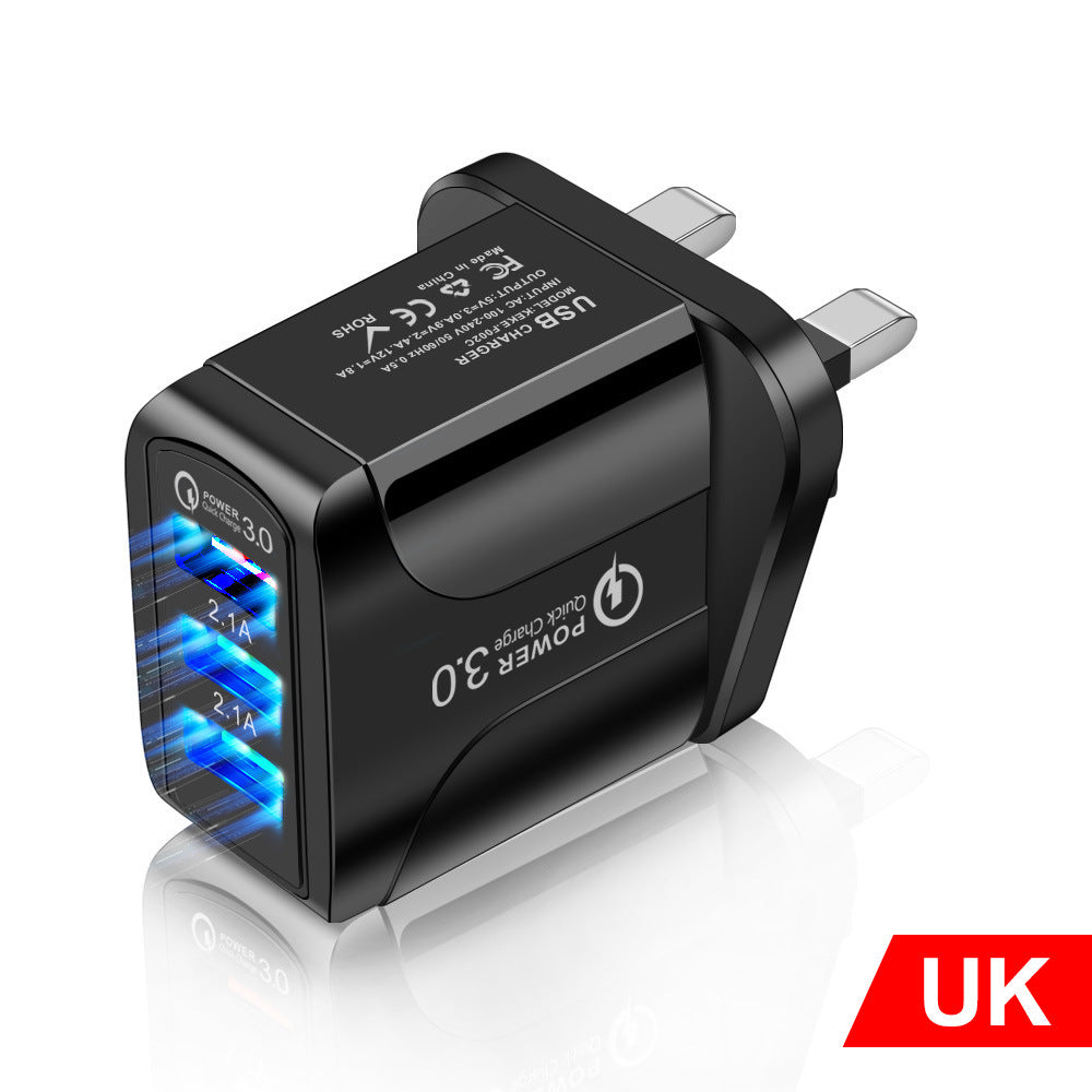 Fast Charge Mobile Phone Charger 3USB Smart European Standard American Standard British Standard 5V9V12V Multiport Travel Charger