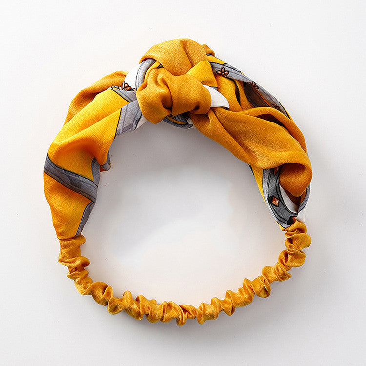 Retro Style Two-color Stitching Cross Knotted Headband