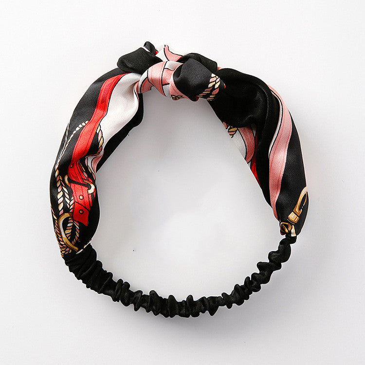 Retro Style Two-color Stitching Cross Knotted Headband