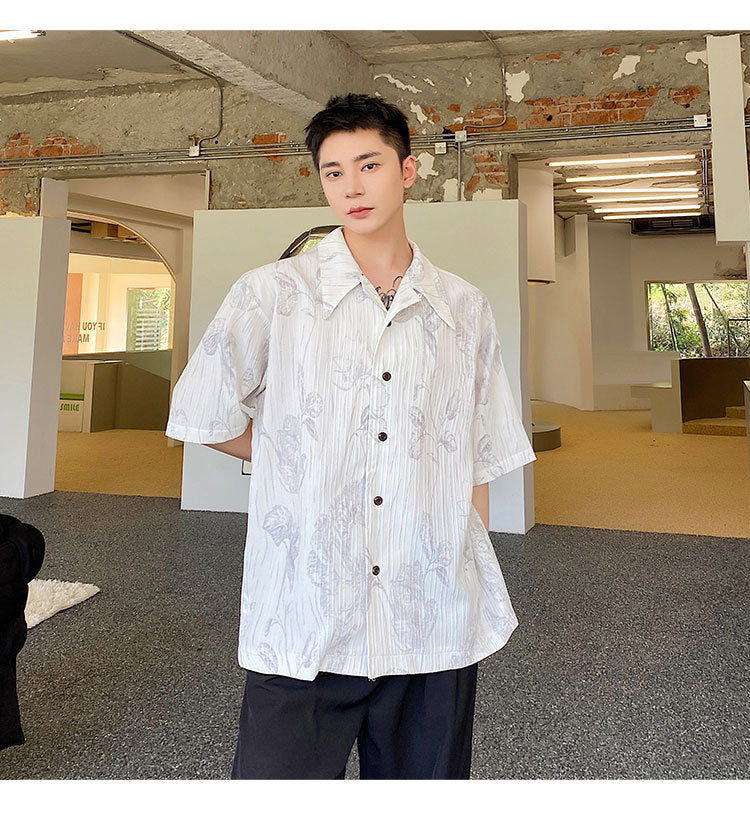 Summer Cuban Collar Shirt Casual Men