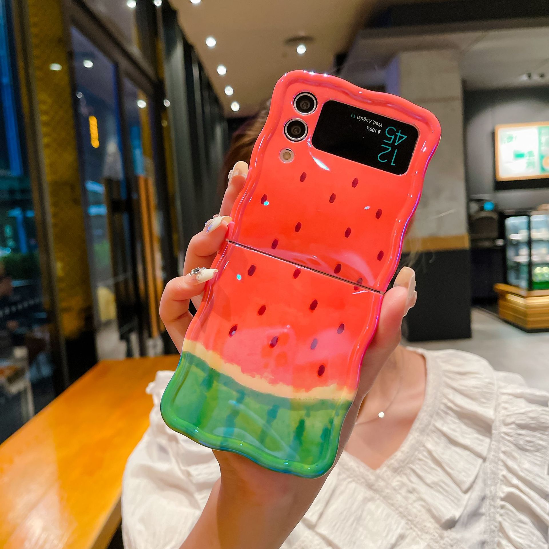 Korean Style Folding Protective Cover Simple Blue Light Watermelon Phone Case