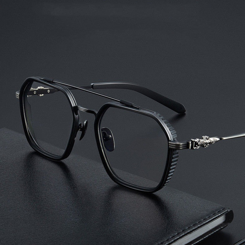 Retro Double Beam Myopia Frame Glasses