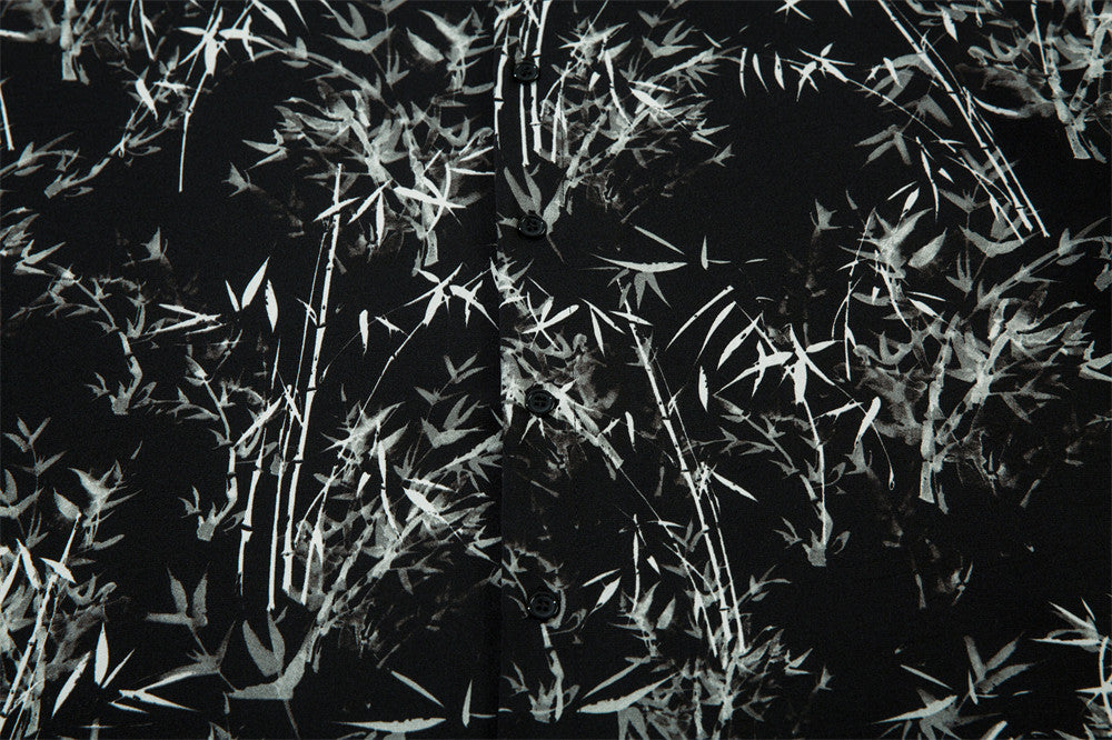 Bamboo Forest Printing Loose Shirt Men