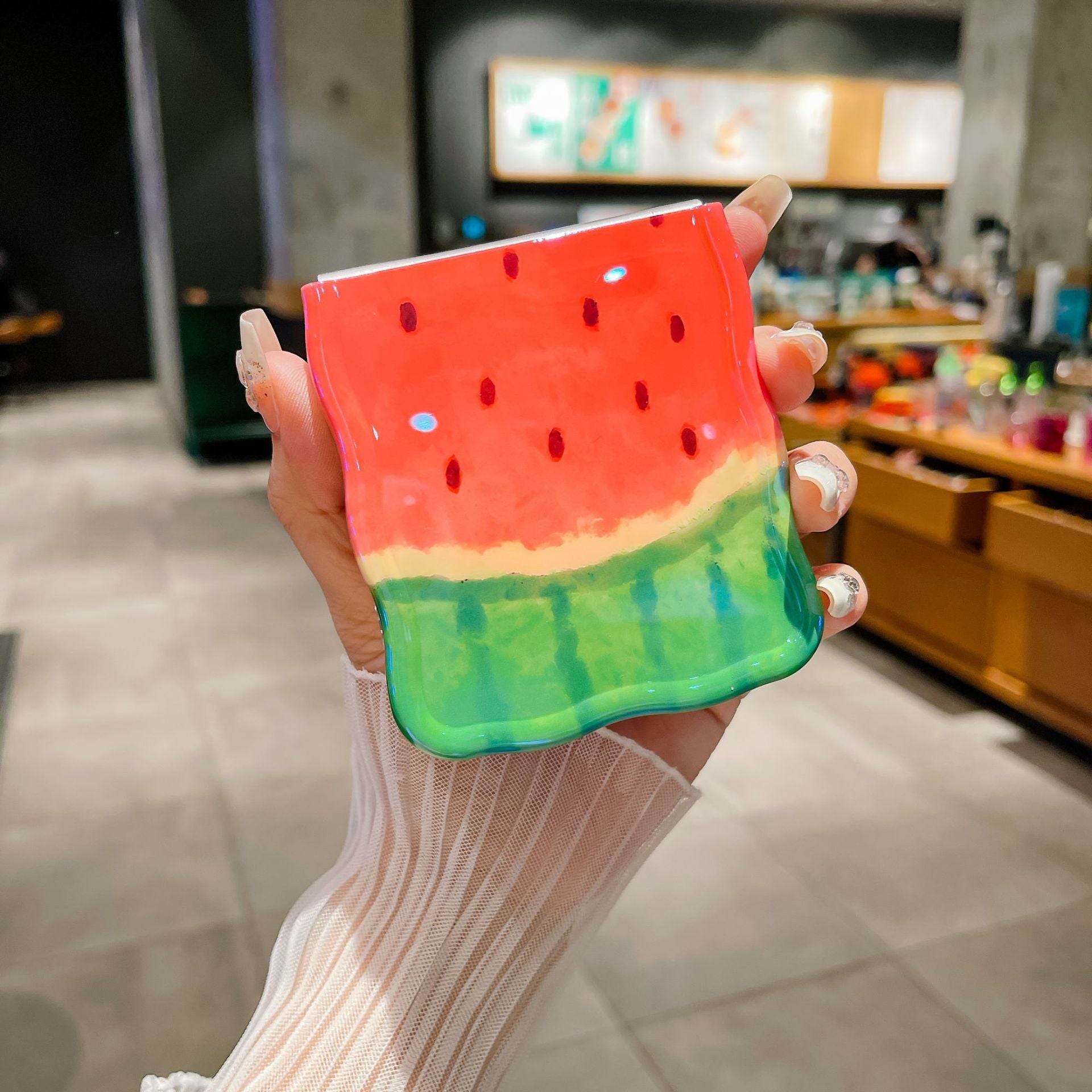 Korean Style Folding Protective Cover Simple Blue Light Watermelon Phone Case