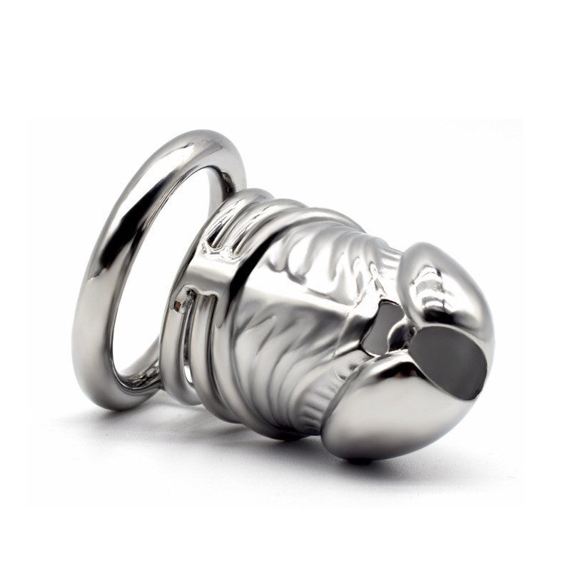 Stainless Steel Men's Chastity Device Silver Metal Bird Cage Opening Convenient Lock Props