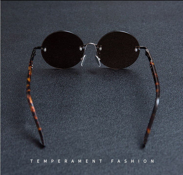 Retro Frameless Round Crystal Glasses Stone Glasses