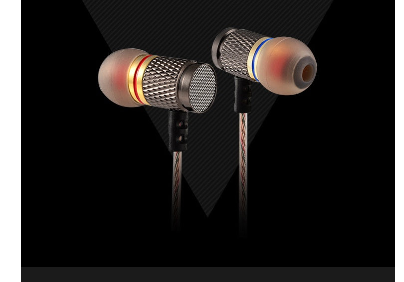 In-ear headphones metal subwoofer headphones mobile music MP3 bass explosion earplugs