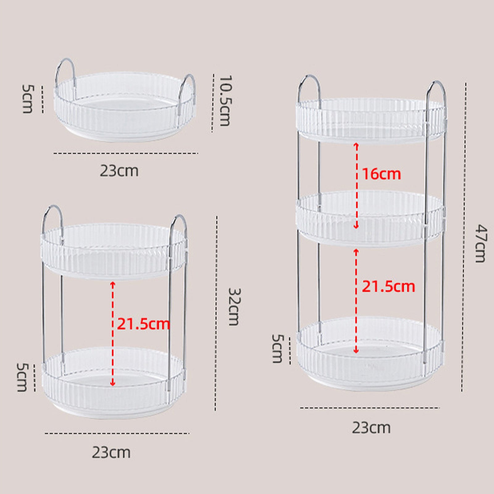 360 Rotating Makeup Organizer - 3-Size Spinning Cosmetic & Skincare Holder For Vanity Countertop 3 Colors