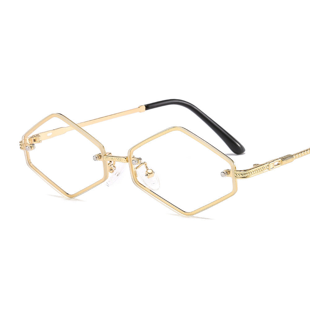 Diamond-shaped Decorative UV Protection Sunglasses Without Rim