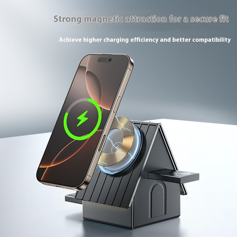Three-in-one Wireless Charger Desktop Base Magnetic Bracket Suitable For Mobile Phone Watch Headset Fast Charging