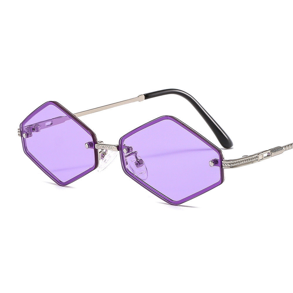 Diamond-shaped Decorative UV Protection Sunglasses Without Rim
