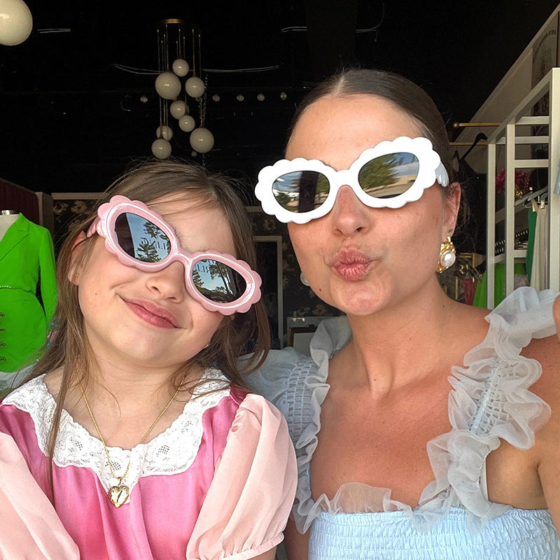 Personalized Clouds Oval Sunflower Flowers Sun Protection Glasses