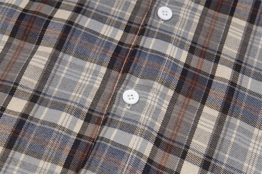 Personality Short Sleeve Plaid Shirt Men