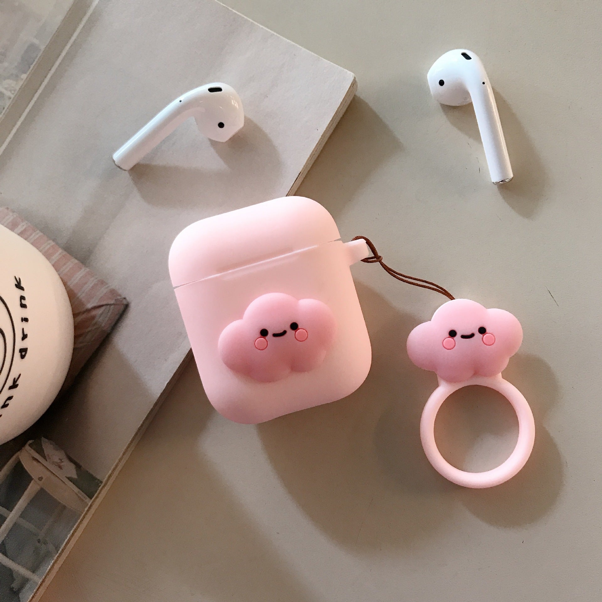 Bluetooth Headset Protection Storage Box Cartoon Silicone Ring Rope