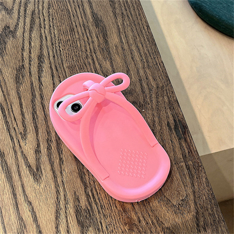 Bowknot Human Slippers Silicone Phone Shell