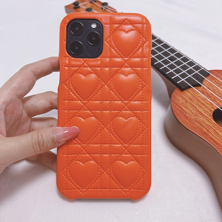 Creative Lingge Leather Silicone Phone Case