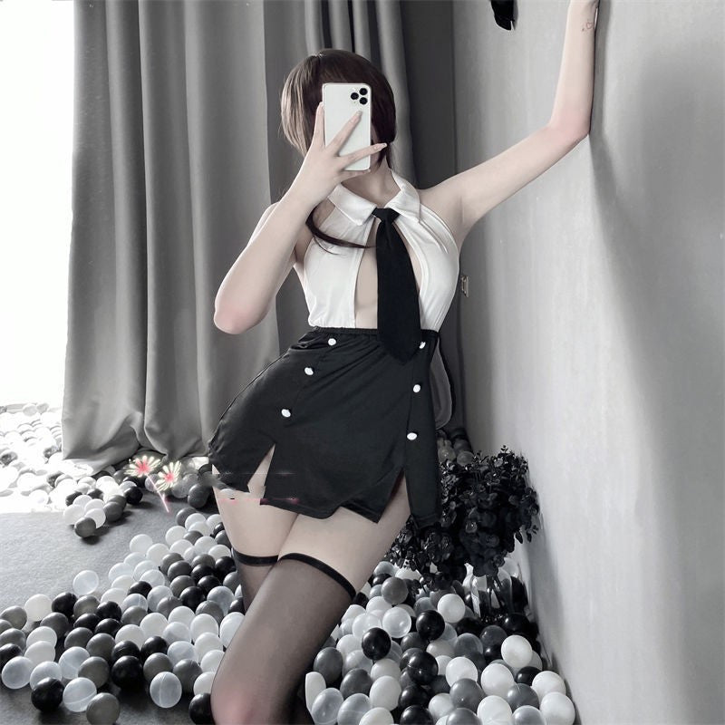 Lingerie Hot Transparent Small Chest Split Secretary Outfit